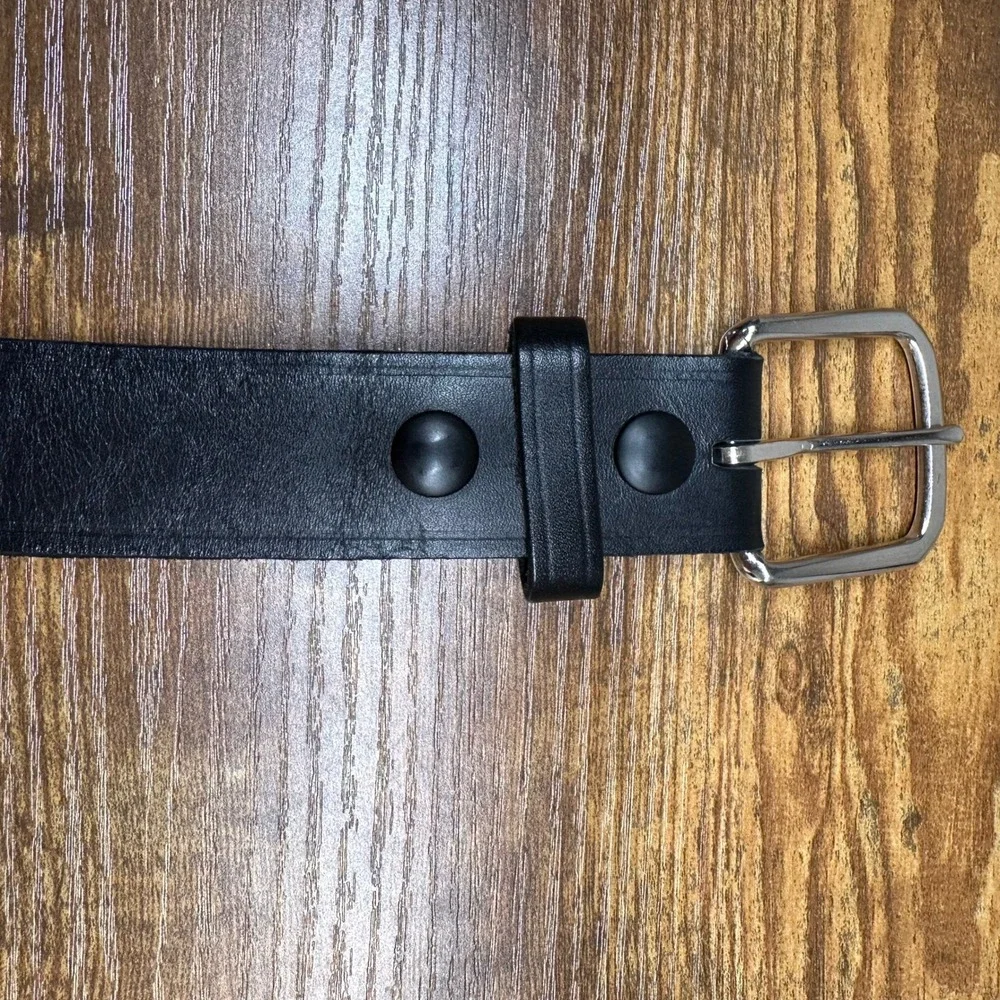 Boston Leather 6606 Mens Belt Black Size 52 Made in USA Work Uniform Belt